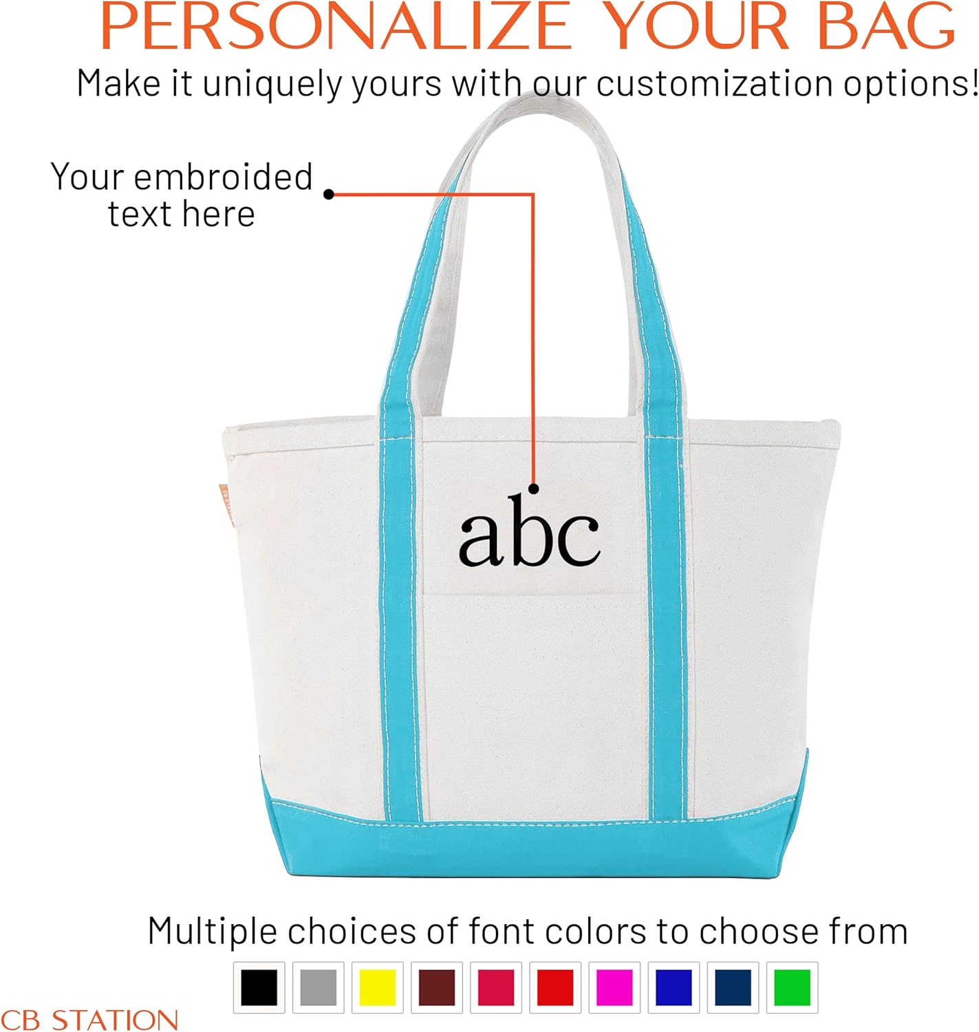 CB STATION Medium Classic Canvas Tote Bag for Women, Top Zipper Closure, Outer Pocket, Daily Essentials, Groceries, Traveling