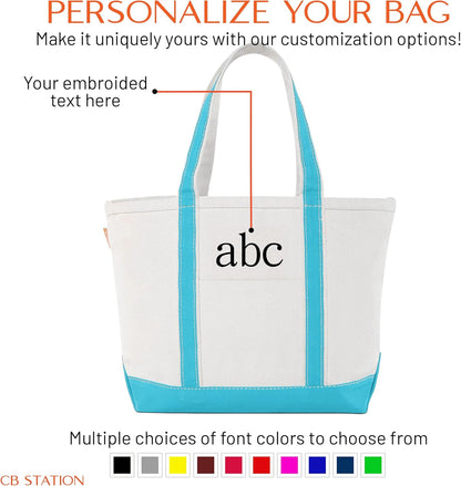 CB STATION Medium Classic Canvas Tote Bag for Women, Top Zipper Closure, Outer Pocket, Daily Essentials, Groceries, Traveling
