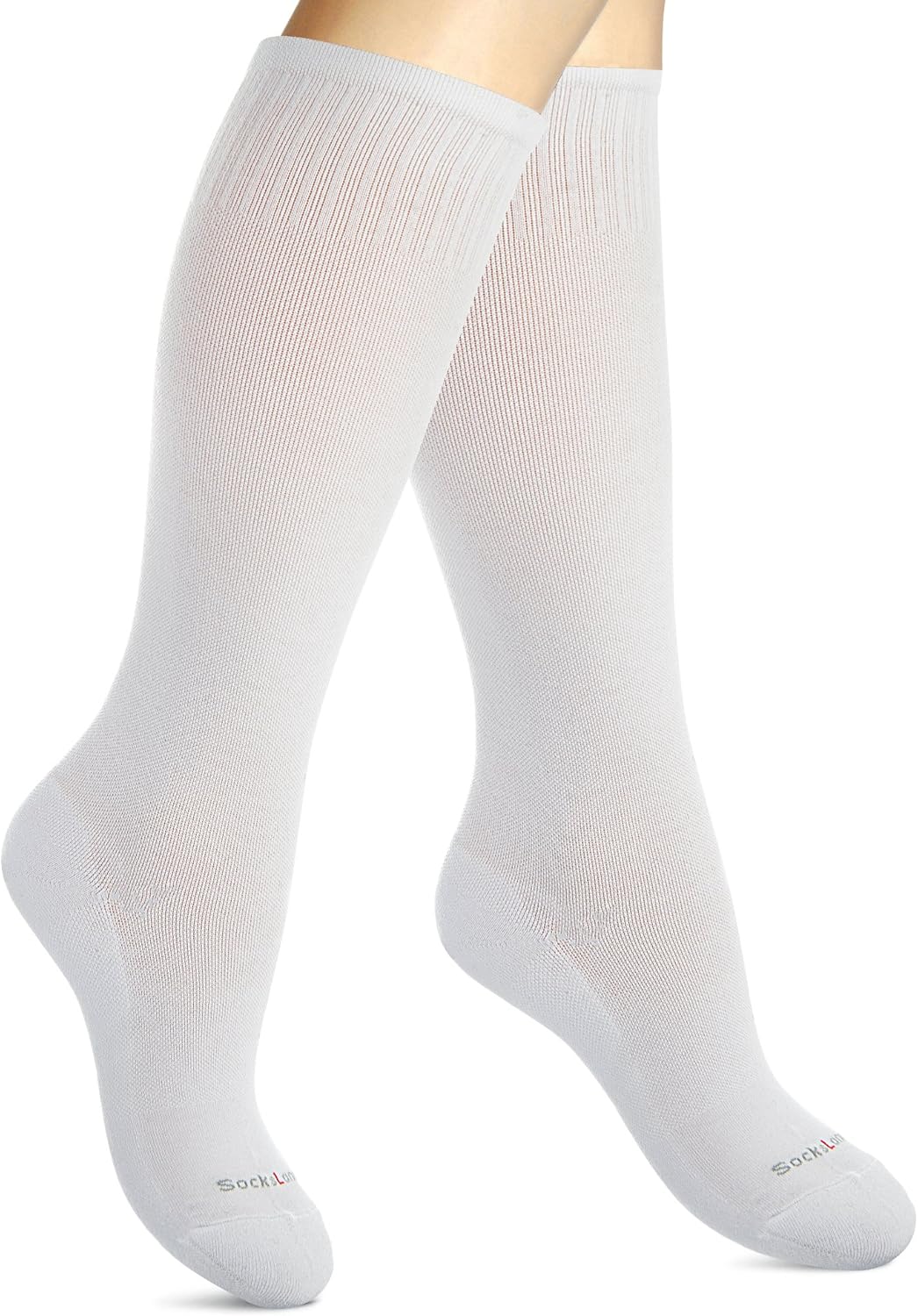 Cotton Compression Socks for Women & Men. 15-20 mmHg Support Knee-High Solid White S/M