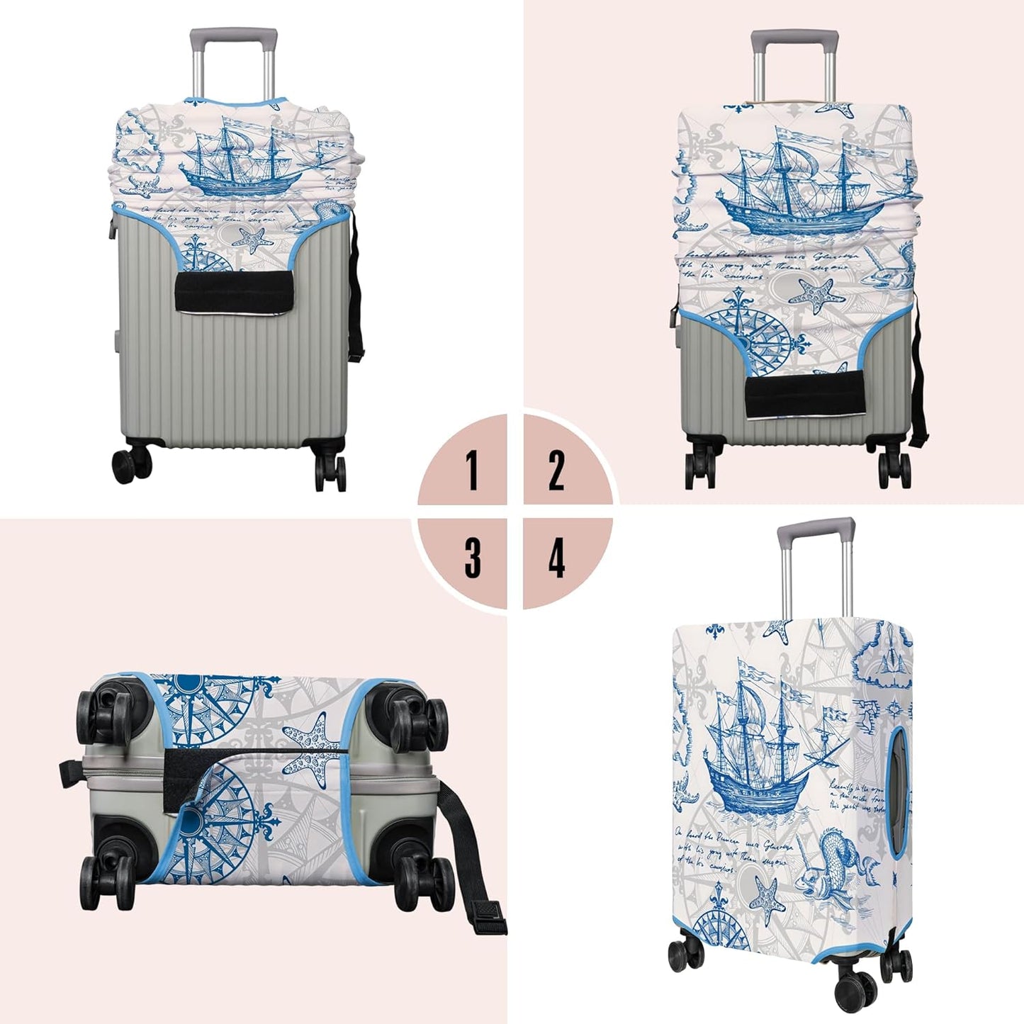 Travel Luggage Cover Suitcase Protector Fits 18-32 Inch Wheel Covers PatternedTravel Related Items Flower Luggage Protector Elastic L