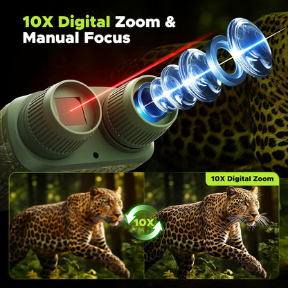 Night Vision Goggles, 4K Night Vision Binoculars, 3'' HD Screen & 10X Digital Zoom, 5000mAh Battery and 32GB TF Card, 1500FT Viewing Range for Camping & Security