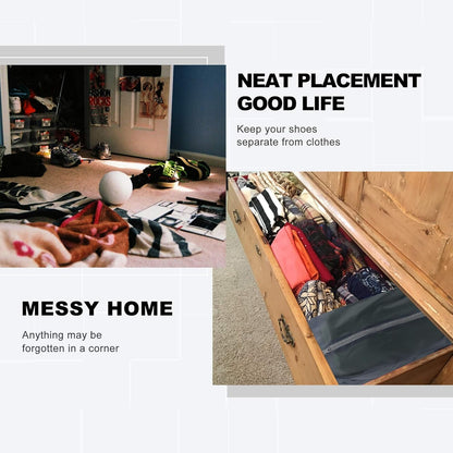 BeeGreen Black Grey Shoe Organizer Set - 6 Pack Shoe Bags For Travel with Zipper Closure and Handle,Stylish and Portable Nylon Shoe Storage for Men and Women's Travel Gifts and Home Storage