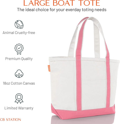CB STATION Medium Classic Canvas Tote Bag for Women, Top Zipper Closure, Outer Pocket, Daily Essentials, Groceries, Traveling