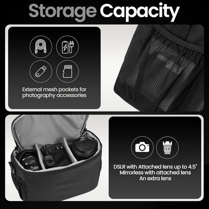 Tamrac Jazz 50 v2.0 Camera Bag for Photographers, Camera Case for Photography Accessories, Shoulder Bag for DSLR and Mirrorless Cameras, Crossbody Camera Bag, Travel Camera Carrying Case – Black