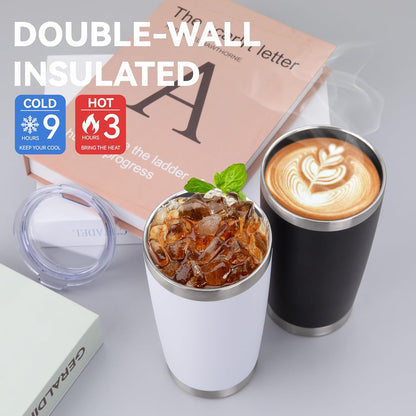 HASLE OUTFITTERS 20oz Stainless Steel Tumblers Bulk, Insulated Travel Cup with Lid, Double Wall Vacuum Coffee Mug for Cold & Hot Drinks 8 Pack, Orange