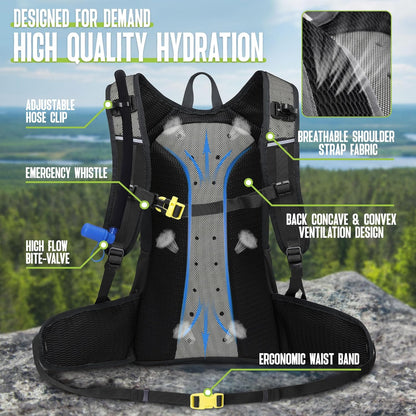 N NEVO RHINO Hydration Backpack, 18L Multipurpose Hiking Backpack with 3L Water Bladder, Water Backpack Insulated Hydration Pack Ideal for Hiking and Cycling