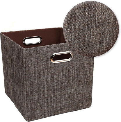 Storage Bins Cube Containers Boxes,Thick and Heavy Duty Fabric Drawers, 11×11 inch- Set of 4,Brown