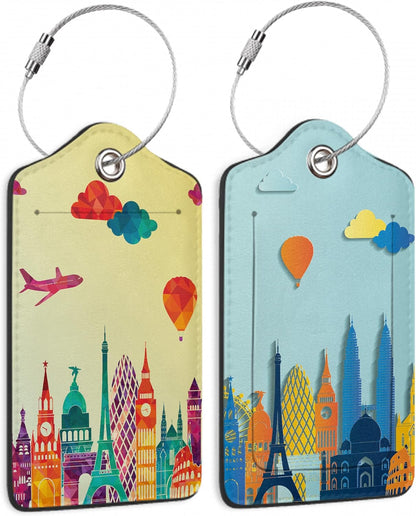 Travel Luggage Tags, 2 Pack Travel Cruise Tags for Suitcases, Cute Identifiers with Privacy Flap, Baggage Tags for Women Men Handbag