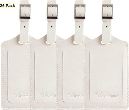 Travelambo Luggage Tags for Suitcases PU Leather Travel Tags Bag Tags Privacy Protection Travel Essentials