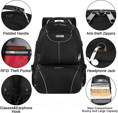 VECKUSON Lunch Bag Backpack, Insulated Cooler Lunch Box Backpack, Extra Large Travel Laptop Backpack TSA Friendly RFID Computer College bag with USB Port for Women Men Fits 17.3 Inch Laptop