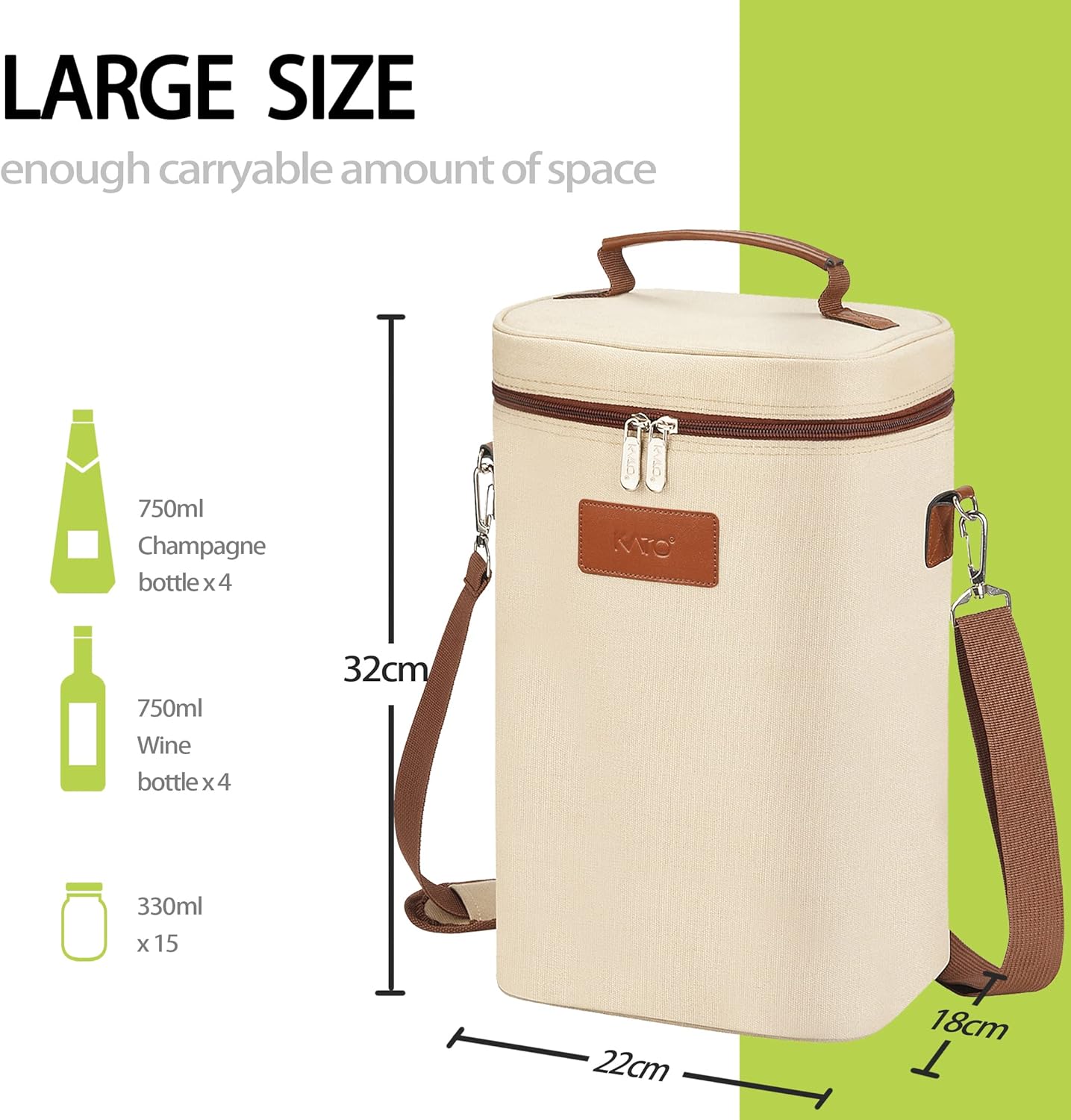 Tirrinia 4 Bottle Wine Gift Carrier - Leakproof & Insulated Padded Portable Versatile Wine Carrying Cooler Tote Bag for Travel, BYOB Restaurants, Wine Tasting, Parties,Gift for Wine Lovers, Beige
