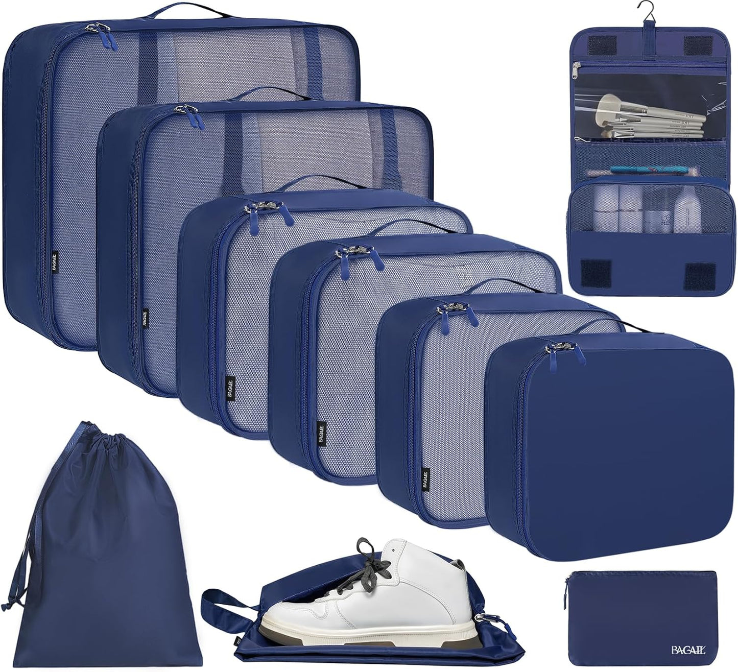 BAGAIL 6 Set/8 Set/10 Set Packing Cubes Various Sizes Packing Organizer for Travel Accessories Luggage Carry On Suitcase