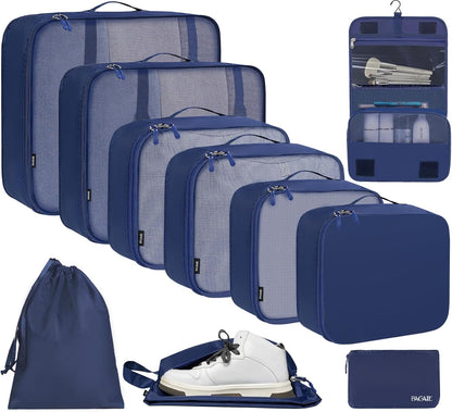 BAGAIL 6 Set/8 Set/10 Set Packing Cubes Various Sizes Packing Organizer for Travel Accessories Luggage Carry On Suitcase