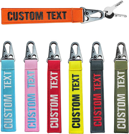 mvcen Personalized Embroidery Keychain, Custom Name Tag Personalized Text Keychain Custom Luggage Tags Key Fob Ring Accessories for Crate, Backpacks, Car, Keyring, Gift