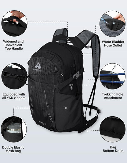 Pioneer Camp Hiking Backpack 22L Small Hiking Hydration Gear Lightweight Camping Backpack Travel Daypack for Women Men