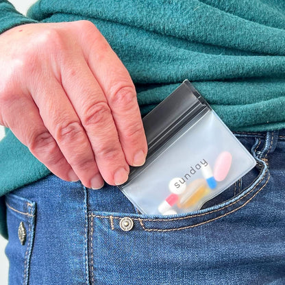 EZY DOSE Reusable 7-Day AM/PM Pill Pouch Set, Durable Multi-Purpose Travel-Sized Containers, Days of The Week Labels with Color for Easy Identification, Large Storage, Clear, BPA Free, TSA Approved