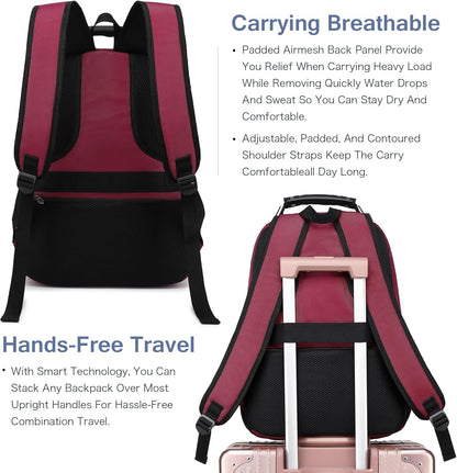 Boavan Laptop Backpack for men, 15.6 inch Laptop Bag with USB Port, Waterproof Travel Work Backpack Purse, Anti-Theft Teacher Nurse Doctor Casual Bookbags Office Business backpack，Russet Red
