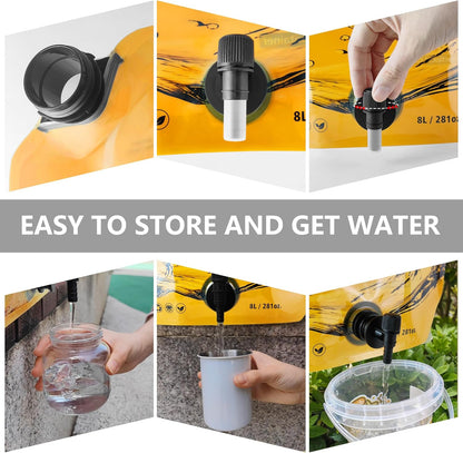 Collapsible 8L Water Storage Bag, BPA-Free Portable Folding Water Jug with Adjustable Faucet, Leakproof Emergency Water Bag for Camping, Hiking, Riding, Outdoor Sport (Orange, 1)