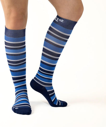 Medical Grade Compression Socks for Men & Women 15-20 mmHg by OrthoSleeve (Blue w/Stripes, X-Large)