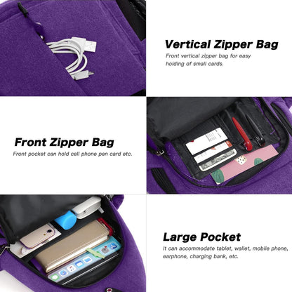 MOSISO Sling Backpack,Canvas Crossbody Hiking Daypack Bag with Anti-theft Pocket, Purple