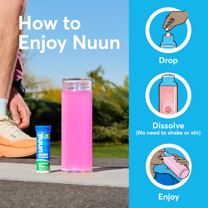 Nuun Sport Electrolyte Tablets with Magnesium, Calcium, Potassium, Chloride & Sodium, Gluten Free & Vegan, Strawberry Lemonade, 8 Pack (80 Servings Total)