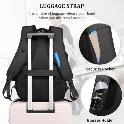 DUSLANG Anti-Theft Laptop Backpack, Black, 15.6-14-13 Inch Laptop Sleeve, USB Charging Port