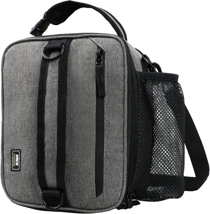MIER Expandable Lunch Bag Insulated Lunch Box for Men to Work Travel Portable Lunchbox Bags with Shoulder Strap and Water Bottle Holder, Grey