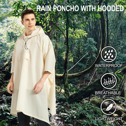 salamra Hooded Rain Poncho Waterproof Raincoat Jacket for Men/Women/Adults with Pocket