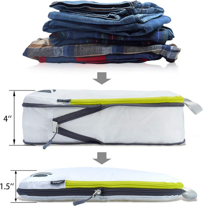 Cipway - 5 Set Compression Packing Cubes for Travel, Ultralight Packing Organizers for Luggage Suitcase & Backpack (White), L