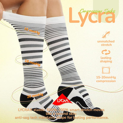 Merino Wool Compression Socks for Women Men, 15-20 mmHg Knee High Socks for Flying, Travel, Running