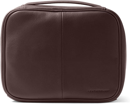 Leatherology Brown Large Travel Organizer - Zipped mesh storage pocket, elastic loops for organization, double metal zipper