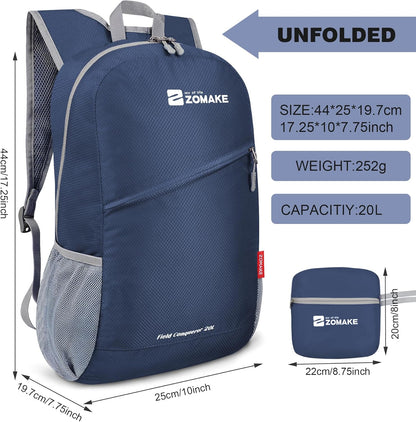 ZOMAKE Lightweight Packable Backpack 20L, Foldable Backpacks Small Daypack for Hiking Water Resistant Day Bag for Travel