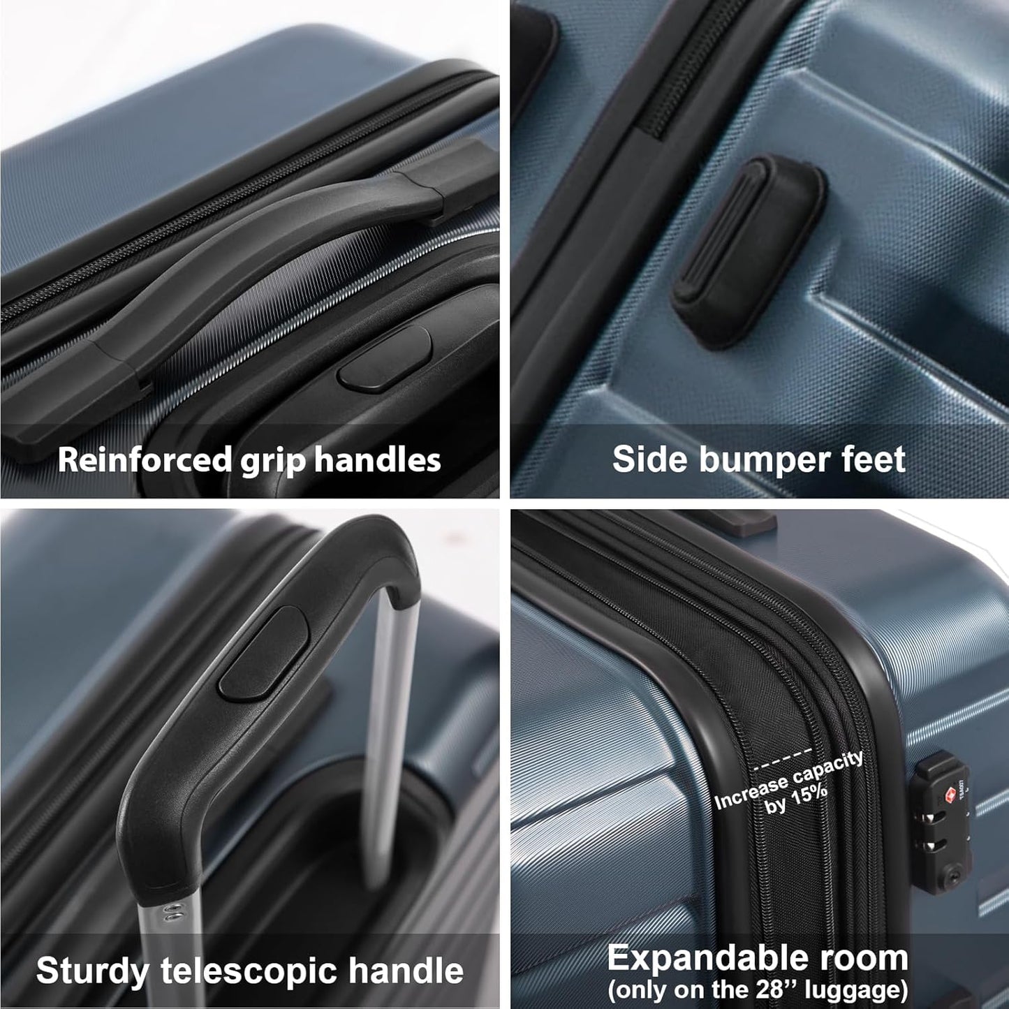 Coolife Luggage Suitcase Carry on Hardside PC+ABS Spinner TSA Lock Telescopic Handle