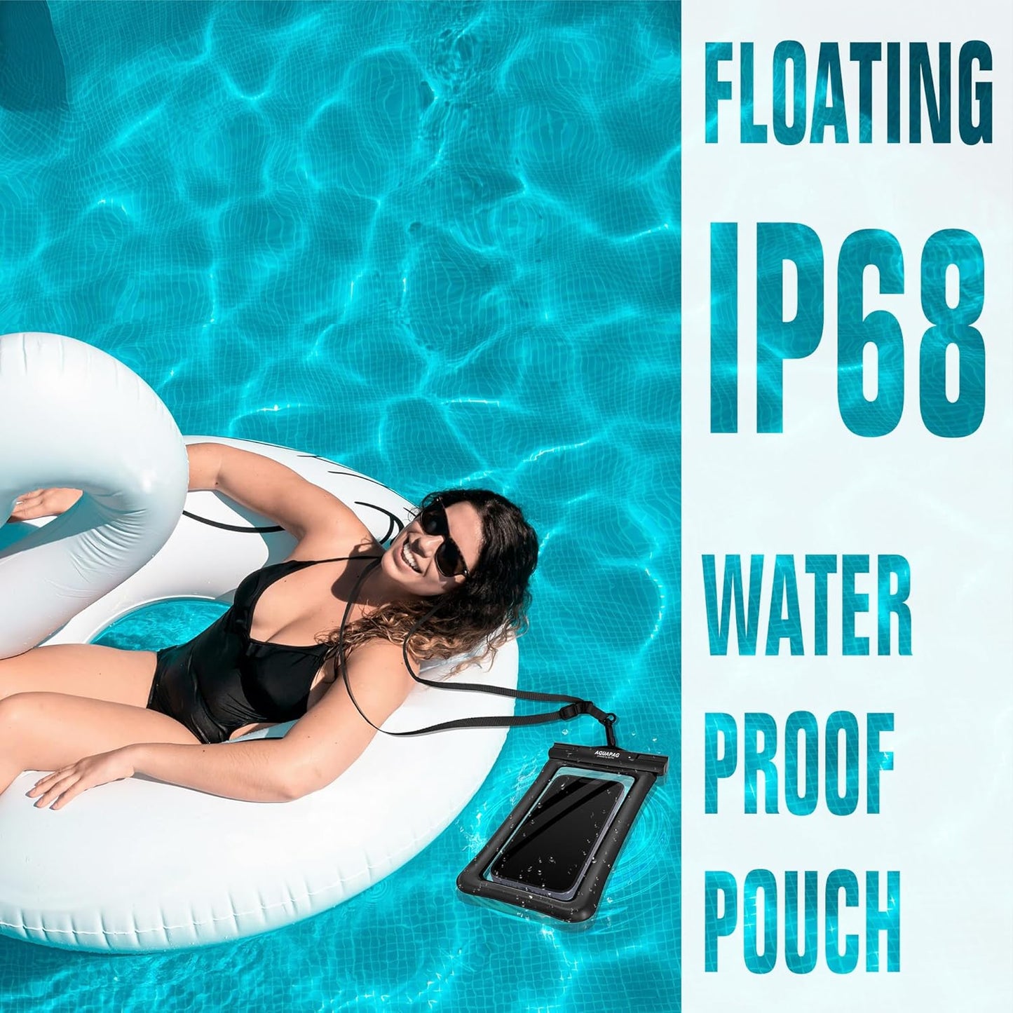 NEPHI IPX8 Floating Waterproof Phone Pouch 2 Pack-Up to 8.0"，Floating Phone Case for iPhone Andriod, Dry Bags for Vacation Beach Pool Kayak Cruise Travel Essentials (Black White 2 Pack)