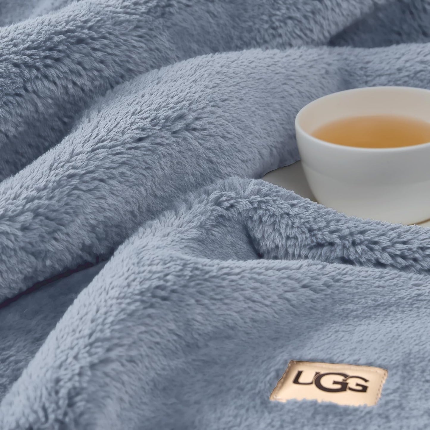 UGG Whitecap Plush Throw Blanket Fleece Lightweight Soft Cozy Throw for Couch or Bed Luxury Home Decor for Living Room Washable Hypoallergenic Blankets for Dorm Decor, 50-inch x 70-inch, Denim Blue