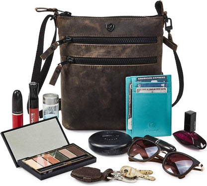 Crossbody Sling Bag for Women Small Real Leather Purse Vintage Travel Crossover Shoulder Bag Handmade