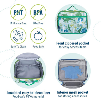 Wildkin Kids Insulated Lunch Box – Durable and Reusable for School & Travel - Dinomite Dinosaur