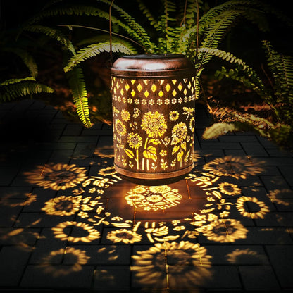 Solar Outdoor Lanterns, Sunflower GardenDecor LED Light Hanging Waterproof SolarMetal Lantern Gifts for Women Mom GrandmaOutdoor Decoration for Patio Pathway Yard