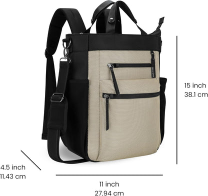 Sherpani Soleil, Anti Theft Convertible Backpack, 3 in 1 Tote Bag, Cross Body Purse, 18L Travel Backpack, Travel Gifts for Women, RFID Protection, Metal Hardware Fits 13” Laptop (Straw)