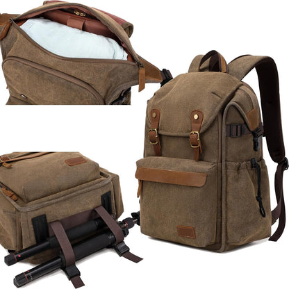 Camera Bag; Professional UAV Camera Backpack;Anti-Theft Camera Bag with Rain Cover; Large Capacity Photography Backpack（Coffee）, A3091