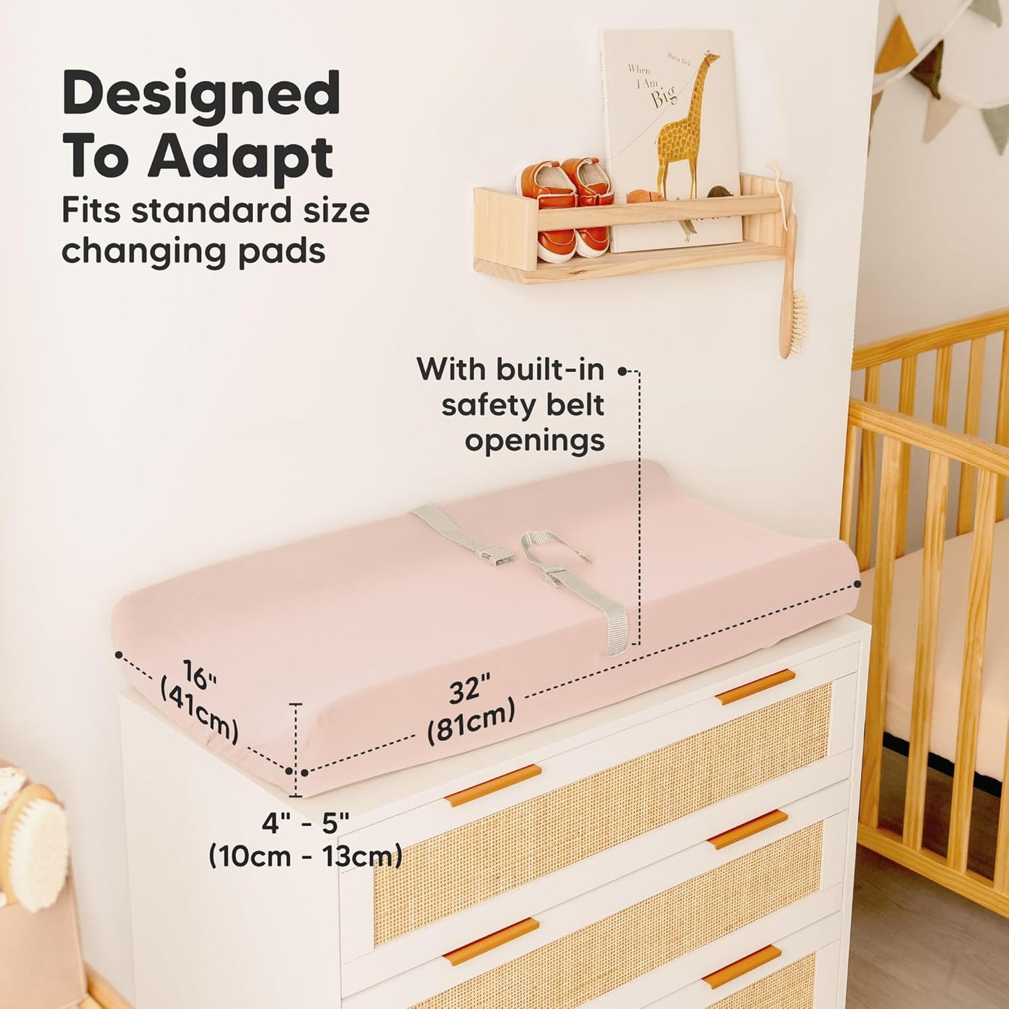 2-Pack Baby Changing Pad Covers for Girl, Boy, Neutral - Soft Viscose Derived from Bamboo Changing Table Pad Cover Sheets, Baby Nursery Diaper Changing Pad Cover, Contour Changing Pad Liner (Cameo)