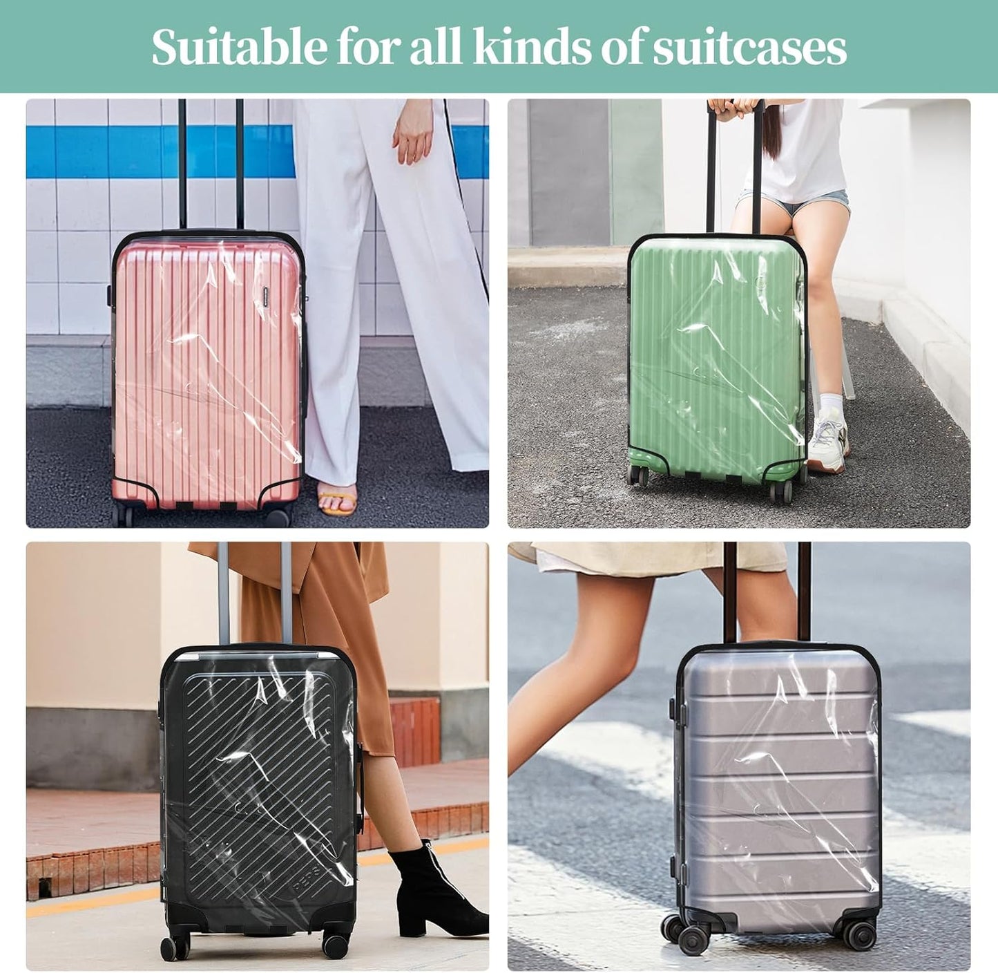 Clear PVC Luggage Cover, Waterproof Dustproof Anti-Scratch Suitcase Protector, Fits Wheeled Suitcases 18" 22" 24" 26" 28" 30" - Thicken Baggage Cover Case（28“）