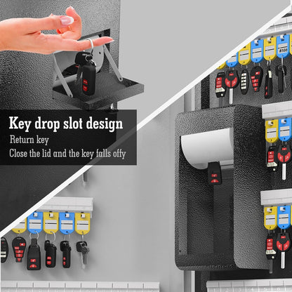 WeHere 104 Keys Lock Box Wall Mount with Key Drop Slot, APP Bluetooth/OTP/Wi-Fi/Fixed Code/Key Unlock, Smart Large Key Cabinet Key Return Box for Hotel,Car Dealerships,Realtors,Office