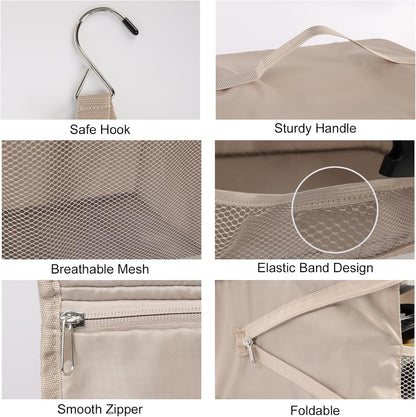 TABITORA Travel Portable Hanging Shelves Closet Organizer Packing Luggage Organizer and Storage with Multifunctional and Foldable Invisible Compartment,Lightweight, for Suitcase, RV,Closet…Beige,XL