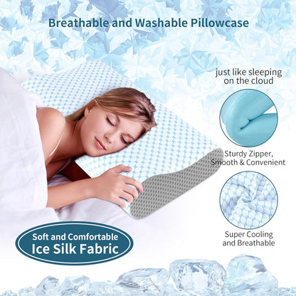 Cervical Neck Pillow for Pain Relief, Contour Memory Foam Pillows for Sleeping, Odorless Ergonomic Pillow Adjustable Orthopedic Cooling Pillow Bed Pillow Neck Support for Side Back Stomach Sleepers
