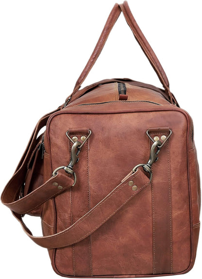 Leather Duffle Bag for Men Luggage Handmade Travel Bag Carry On Luggage Weekender Bags Overnight Gym Sports Cabin Holdall Bag For Airplanes Men And Women (30 Inch Brown)