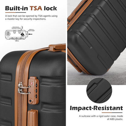 Coolife Luggage 4 Piece Set Suitcase Spinner Hardshell Lightweight TSA Lock (Family Set-Sky Blue)