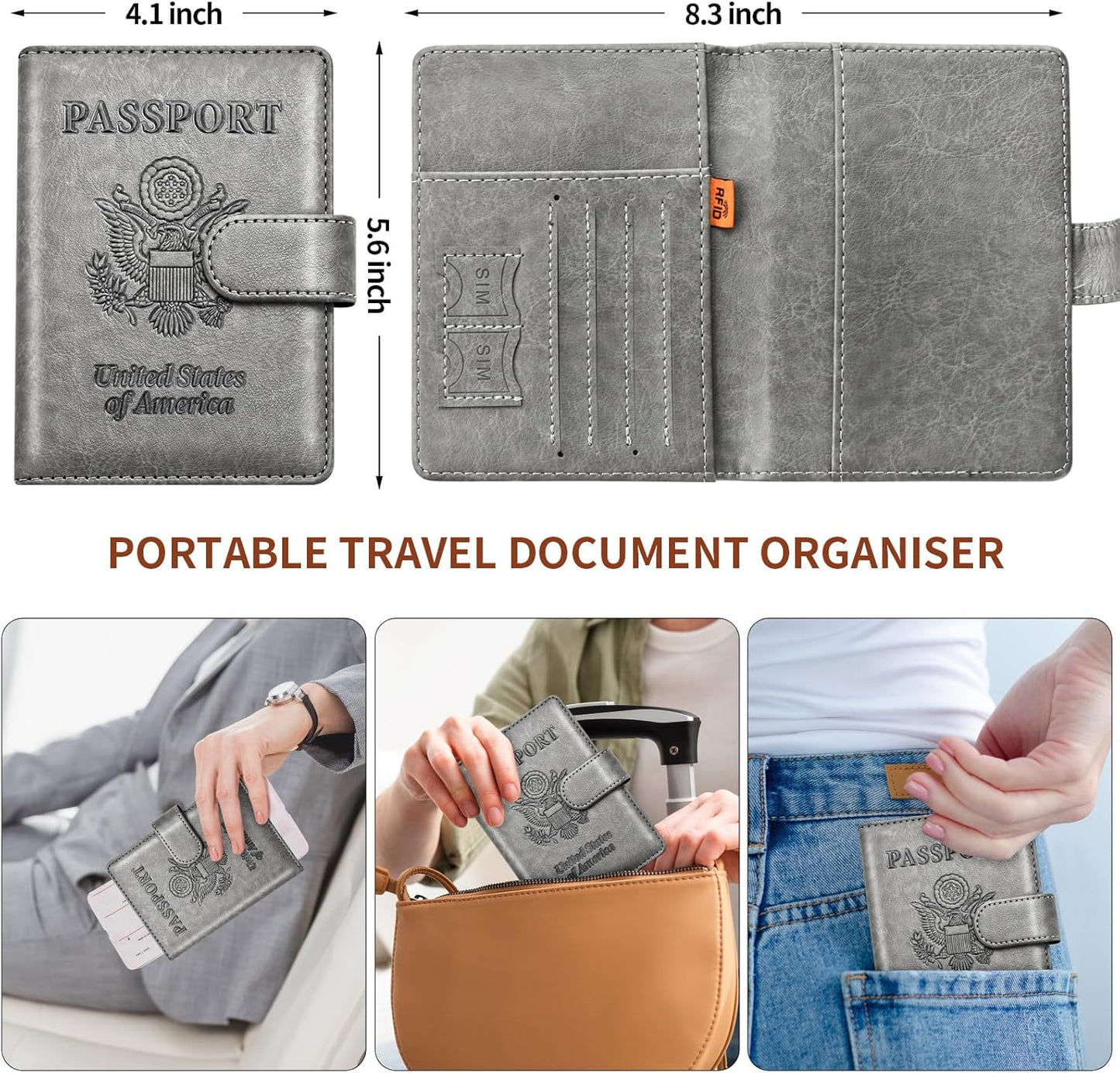 Herain Passport Holder for Travel Cruise Essentials, 2 Pcs Passport Cover Wallet Case Women Men Family, RFID Passports Book Card Holders Travel Accessorie Gifts Must Haves