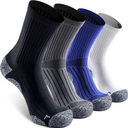 Elite Cushioned Compression Mid-crew Socks 4-Pack for Youth Women Men