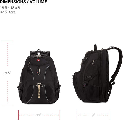 SwissGear 1923 Scansmart Backpack, Black/Silver, 17-Inch